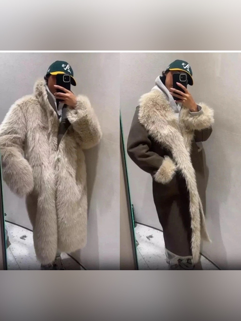 ZARA ~ Reversible Double Faced Faux Fur Coat - Picture 8 of 15